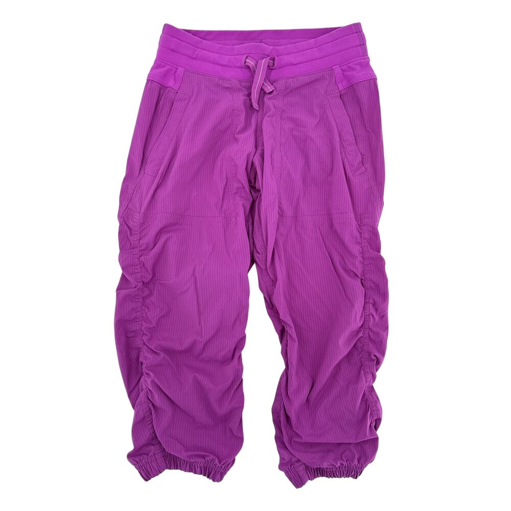 Ivivva by Lululemon Live to Move Cropped Pants Girls Size 10 Purple Ruched